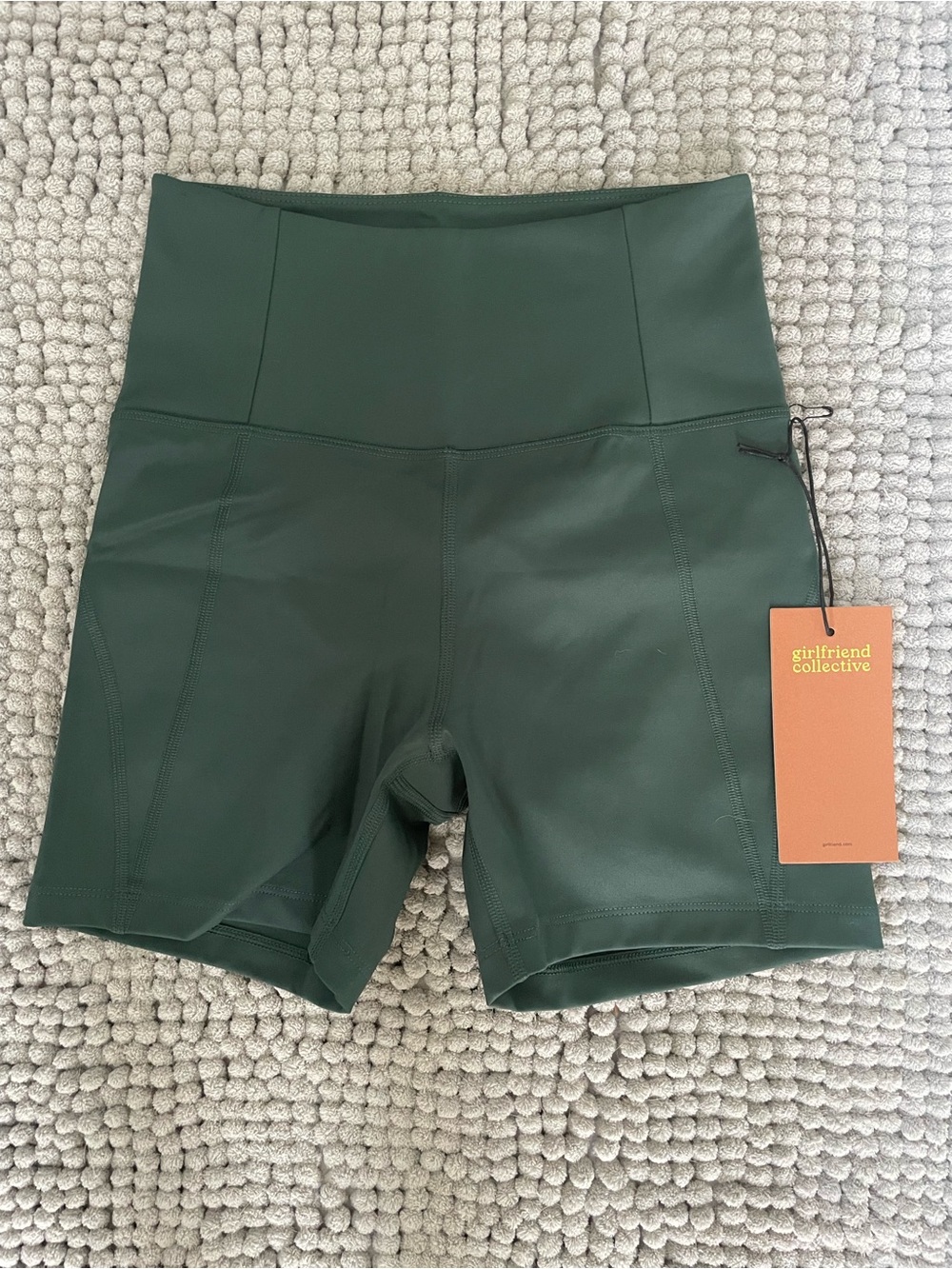 girlfriend collective Deep Green High-Rise Bike Shorts